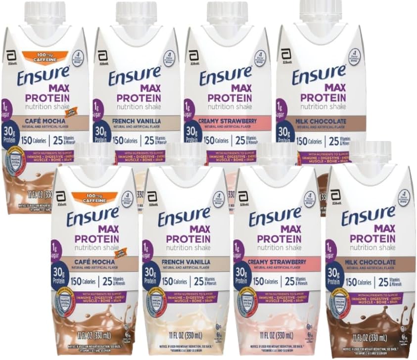 JÁCLER Max Protein Nutrition Shakes Variety Pack - 30g Protein, 1g Sugar, Immune Support, High Protein Shake - 11 fl oz, Gluten Free, Pack of 8