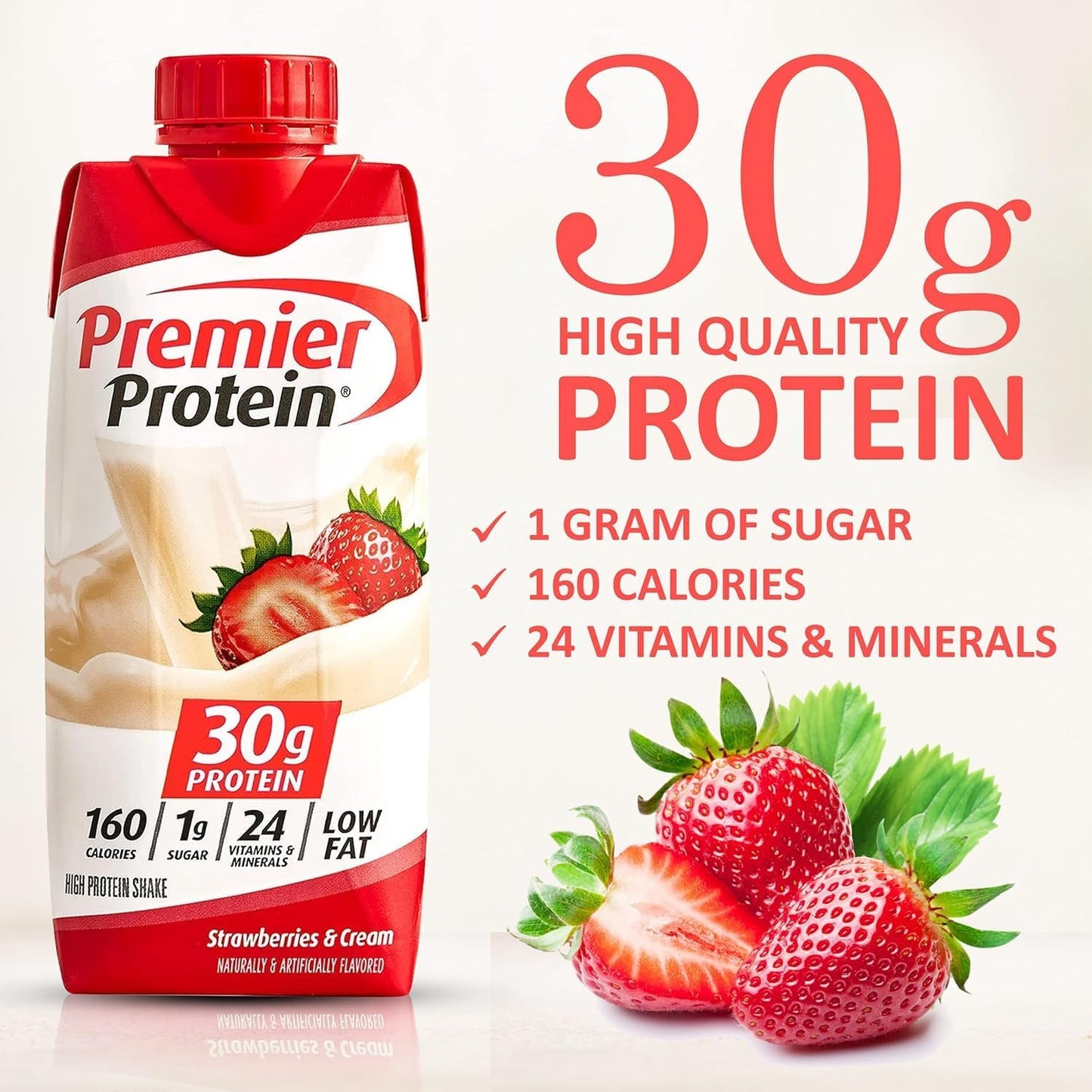 JÁCLER Premier Protein High Protein Shake Variety Pack - 10pk, 2 of Each Flavor (Strawberry, Vanilla, Cafe Latte, Caramel, Chocolate), 11 Fl. Oz