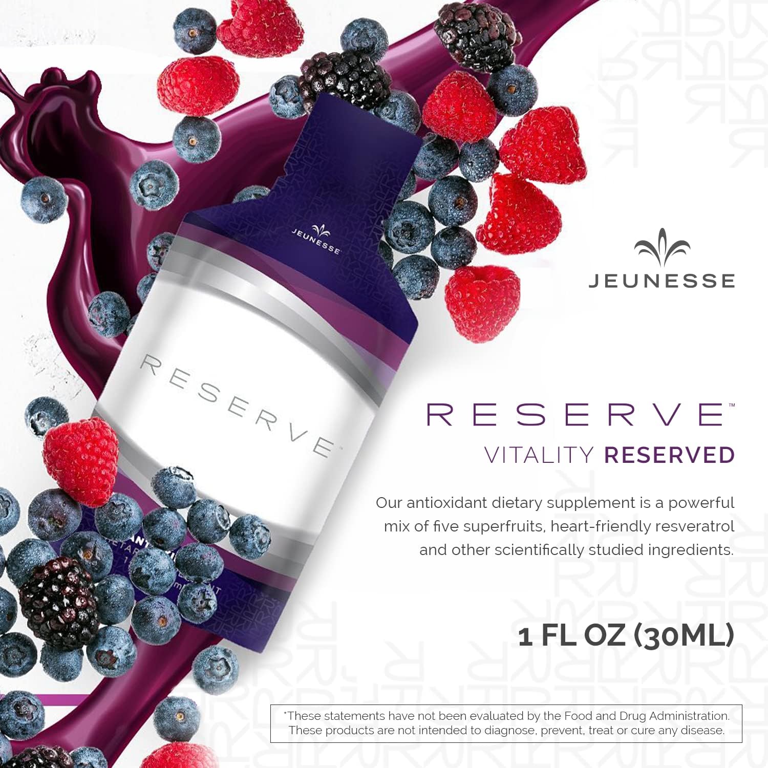 Jeunesse Global Reserve Antioxidant Fruit Blend Supplement - 30 Packets (30ml) for Overall Health & Wellness