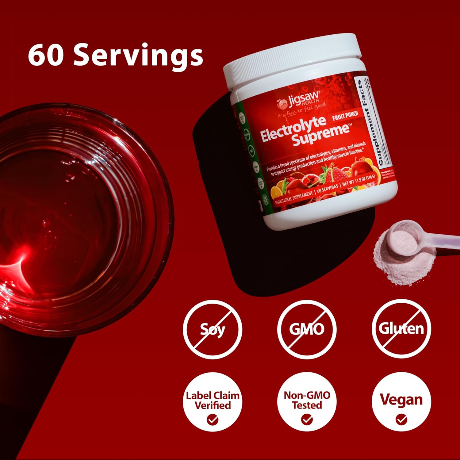 Jigsaw Health Adrenal Cocktail Electrolyte Bundle, Fruit Punch Flavor - 60 Servings