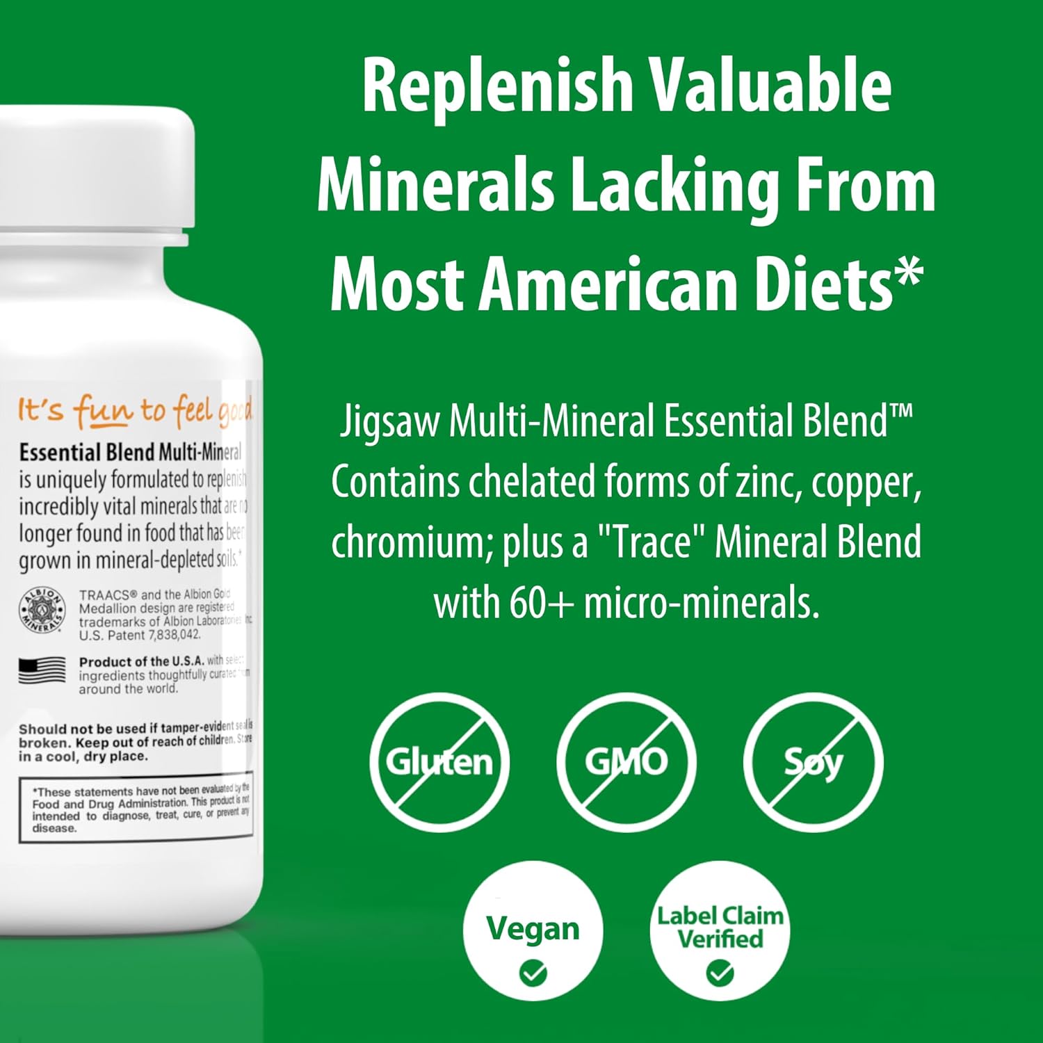 Jigsaw Health Multi-Mineral Essential Blend - 90 Capsules for Optimal Health and Wellness