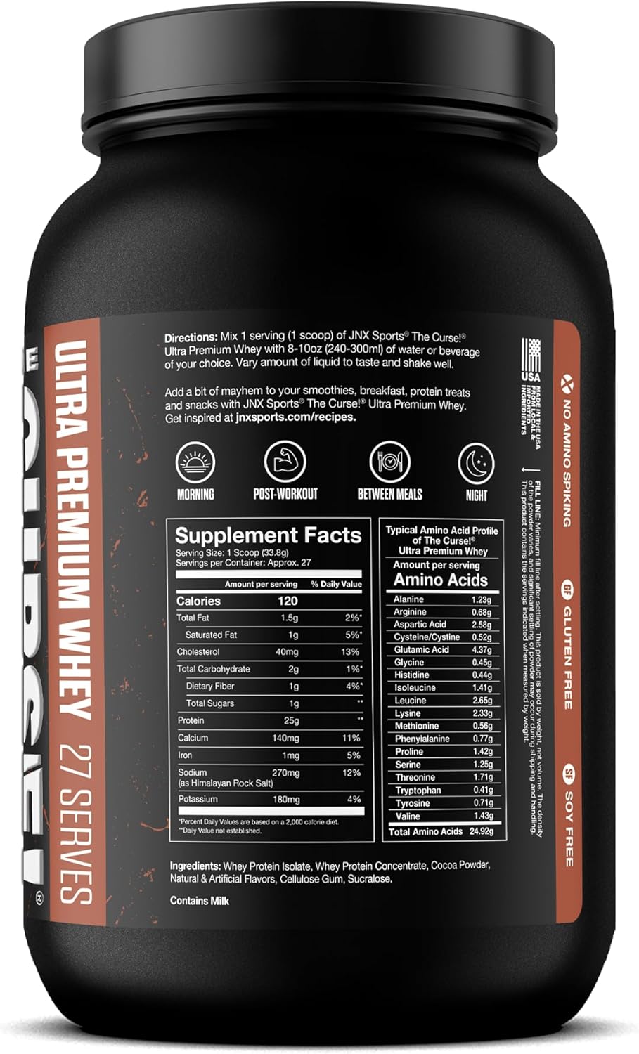 JNX SPORTS The Curse! Double Chocolate Whey Protein Powder 2lb | 25g Protein Per Serve, Whey Isolate