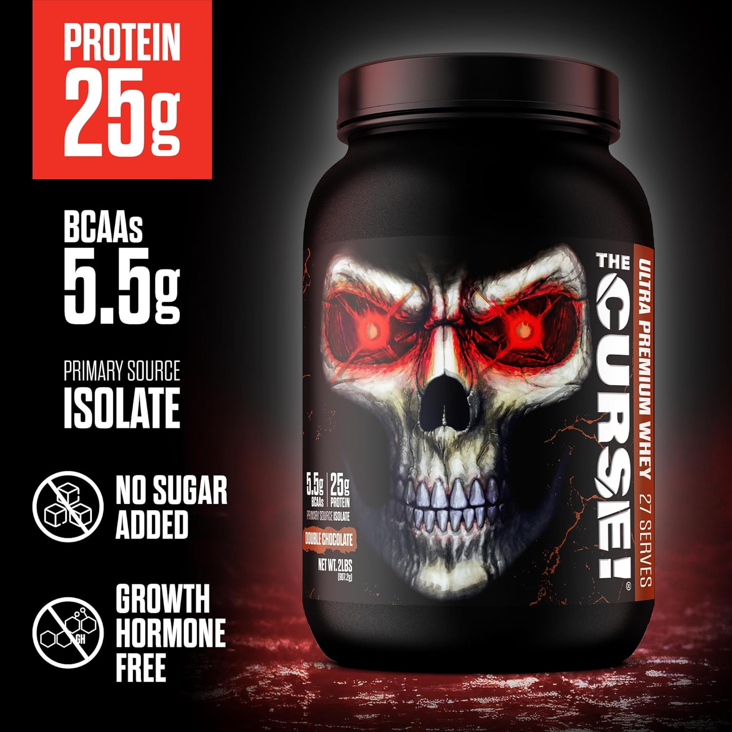 JNX SPORTS The Curse! Double Chocolate Whey Protein Powder 2lb | 25g Protein Per Serve, Whey Isolate