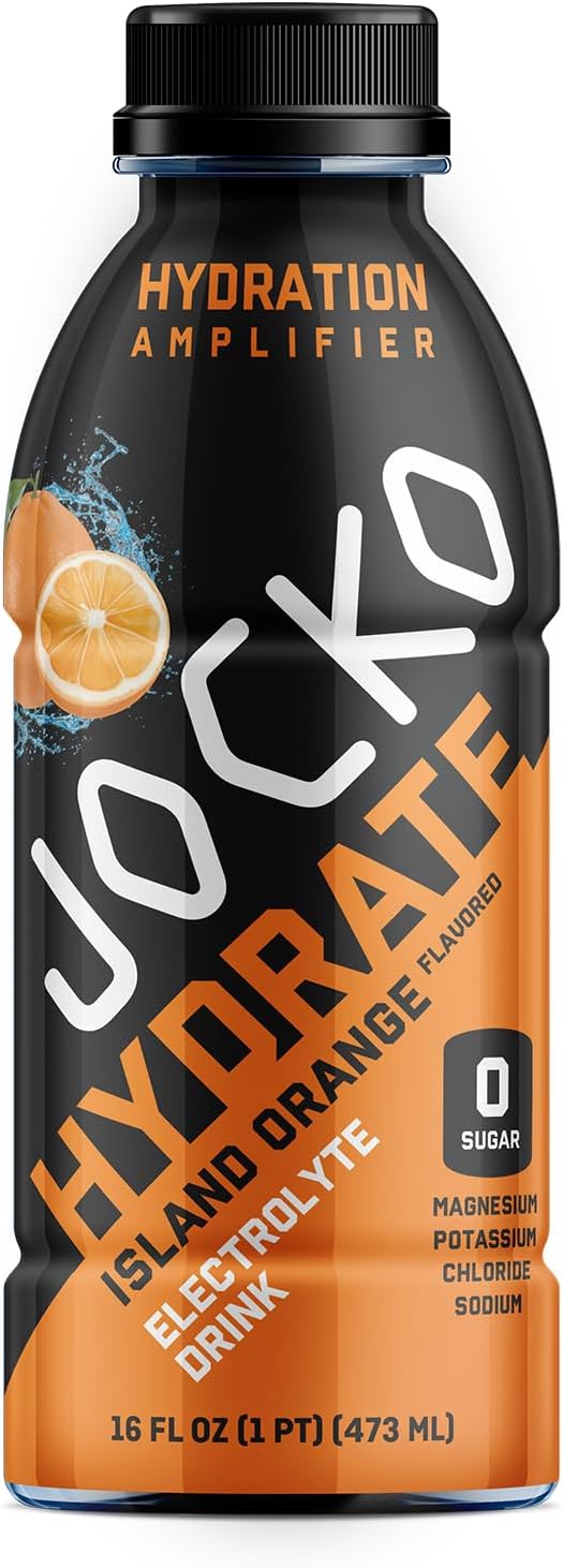 Jocko Fuel Hydrate Electrolyte Drinks - Island Orange Flavor 16 oz (12 Pack) - Sports Drink Hydration Amplifier with Scientifically Formulated Electrolyte Blend
