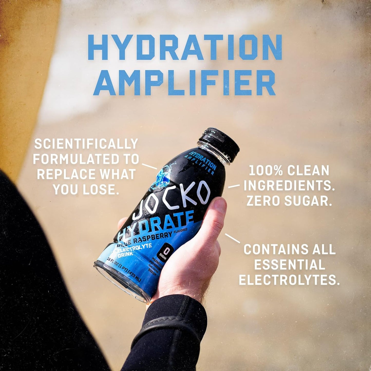 Jocko Fuel Hydrate Electrolyte Drinks - Island Orange Flavor 16 oz (12 Pack) - Sports Drink Hydration Amplifier with Scientifically Formulated Electrolyte Blend
