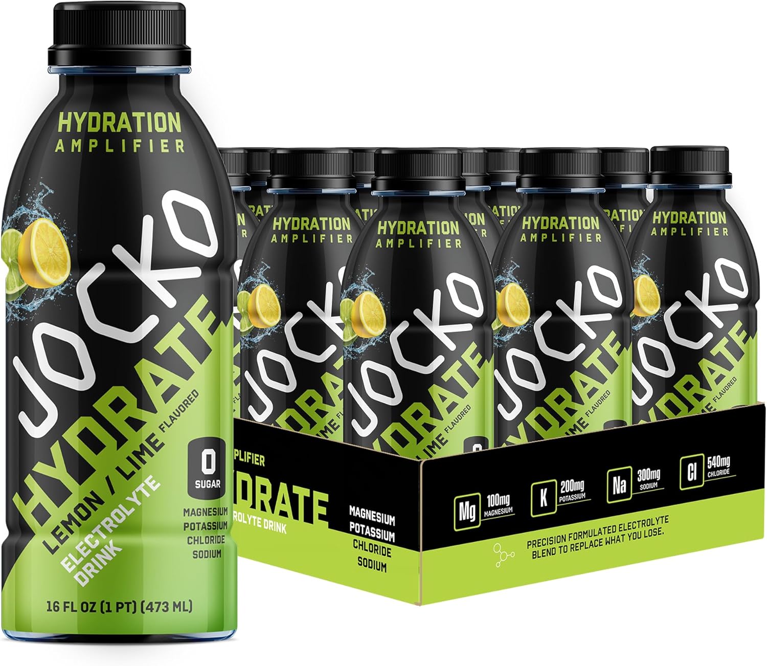 Jocko Fuel Hydrate Electrolyte Drinks - Lemon-Lime 16 Oz (12 Pack) - Sports Drink Hydration Amplifier with Scientifically Formulated Electrolyte Blend