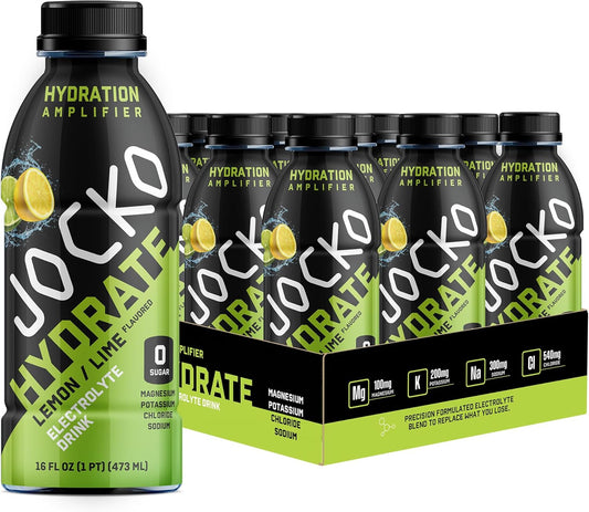 Jocko Fuel Hydrate Electrolyte Drinks - Lemon-Lime 16 Oz (12 Pack) - Sports Drink Hydration Amplifier with Scientifically Formulated Electrolyte Blend