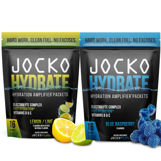 Jocko Fuel Hydrate Electrolytes Powder Packets - Low Sugar Hydration Amplifier with Vitamins - 64 Pack Bundle for Recovery & Exercise