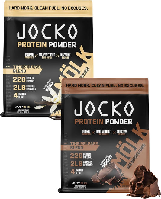 Jocko Fuel Protein Bundle: Jocko Mölk Chocolate & Vanilla (2lb each) - 2 Pack with 2 Flavors