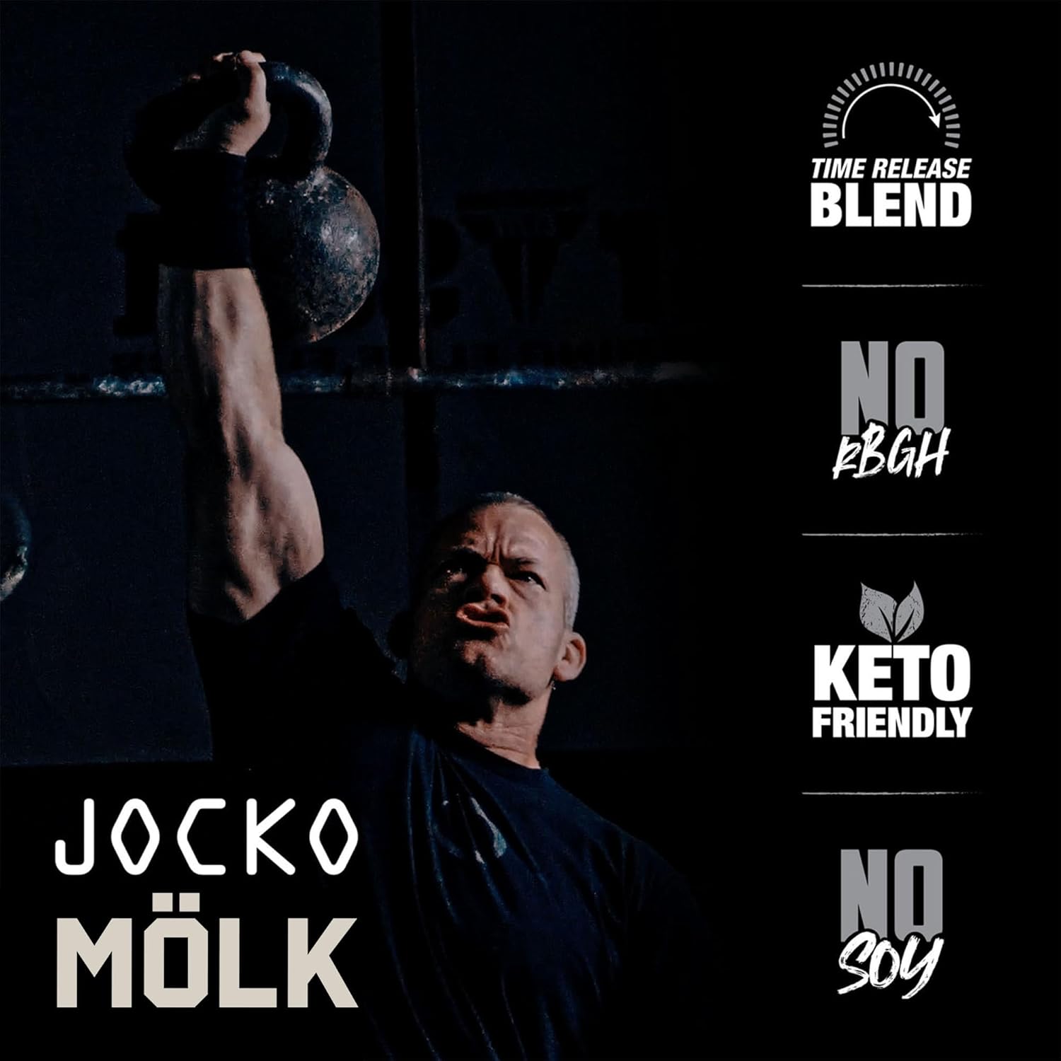 Jocko Mölk Whey Protein Powder: Keto, Grass Fed, Probiotics, Amino Acids - Supports Muscle Growth & Recovery - Cookies & Cream Flavor - 2 LB