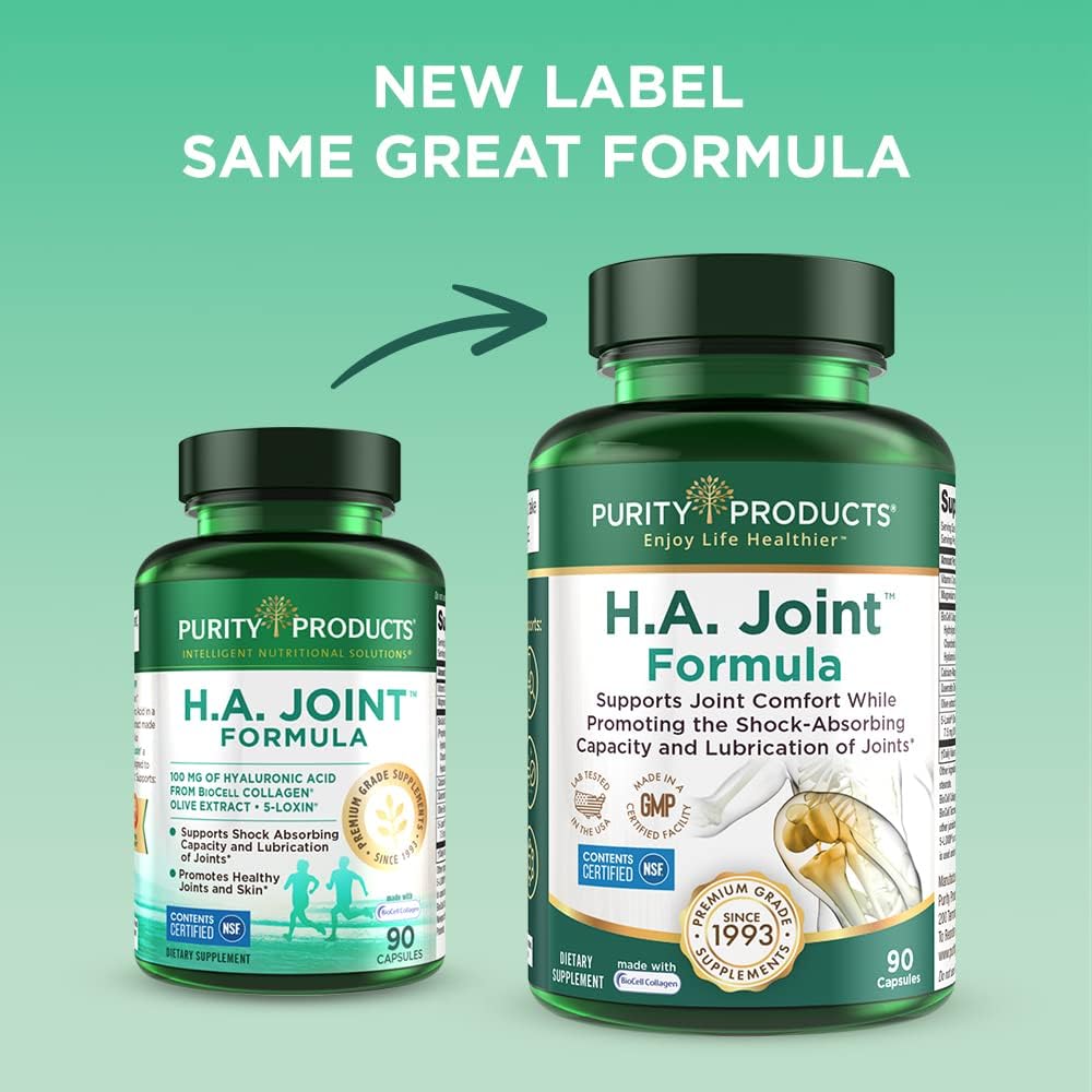 Joint and Skin Support Supplement with Hyaluronic Acid, Collagen, and Olive Fruit Extract - 90 Capsules