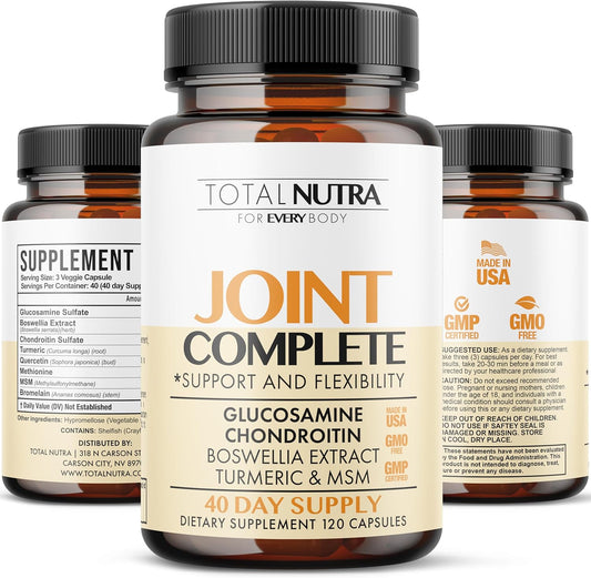 Joint Complete Capsules 2100mg - Advanced Joint Support Supplement with Glucosamine, Chondroitin, MSM, Turmeric - Bone & Joint Health for Men & Women - 2 Pack - BoostGo Australia