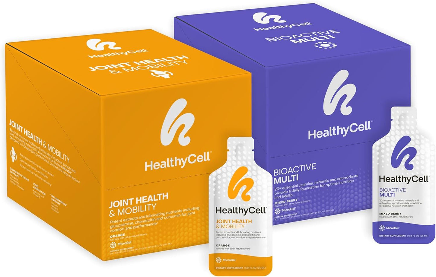 Joint Health & Mobility Bundle: Healthycell Bioactive Multi + Joint Lubrication Supplement - Liquid Supplements for Daily Vitamin Support - 60 Gel Packs