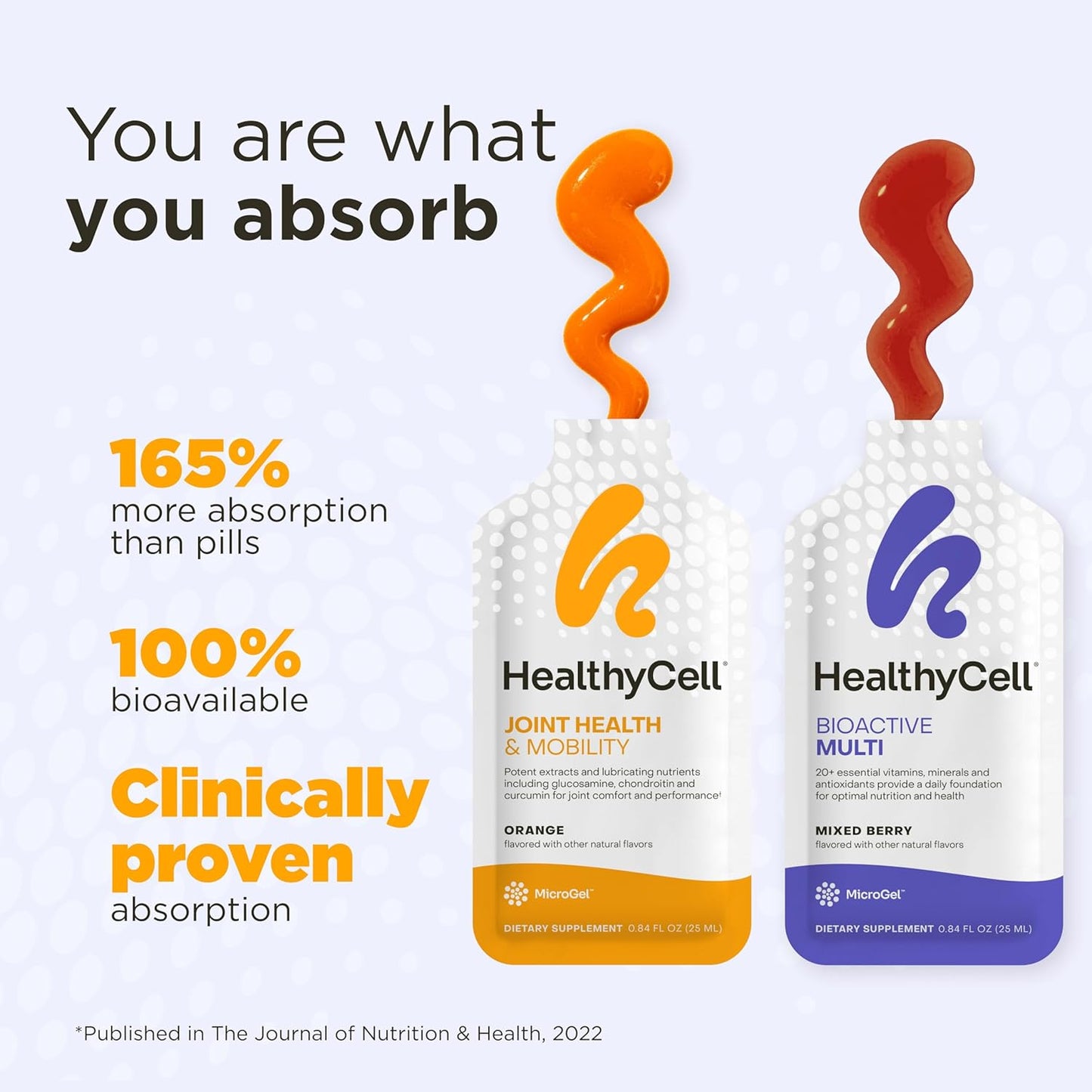 Joint Health & Mobility Bundle: Healthycell Bioactive Multi + Joint Lubrication Supplement - Liquid Supplements for Daily Vitamin Support - 60 Gel Packs