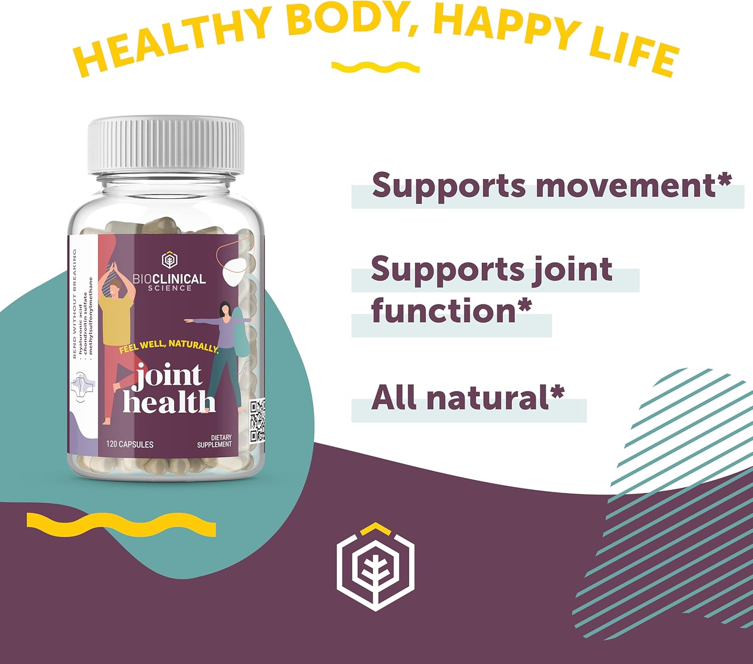 Joint Health Supplement with Chondroitin Sulfate, Hyaluronic Acid & MSM - 120 Capsules - 60 Day Supply