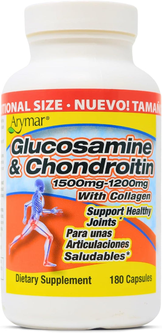 Joint Health Support: ARYMAR Glucosamine, Chondroitin & Collagen Capsules (180 Count)