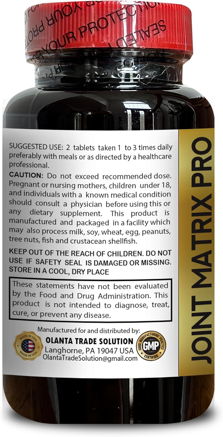 Joint Matrix PRO - Chondroitin Sulfate, MSM & Glucosamine Supplement for Joint Comfort & Flexibility - Advanced Joint Support Formula - 1 Bottle