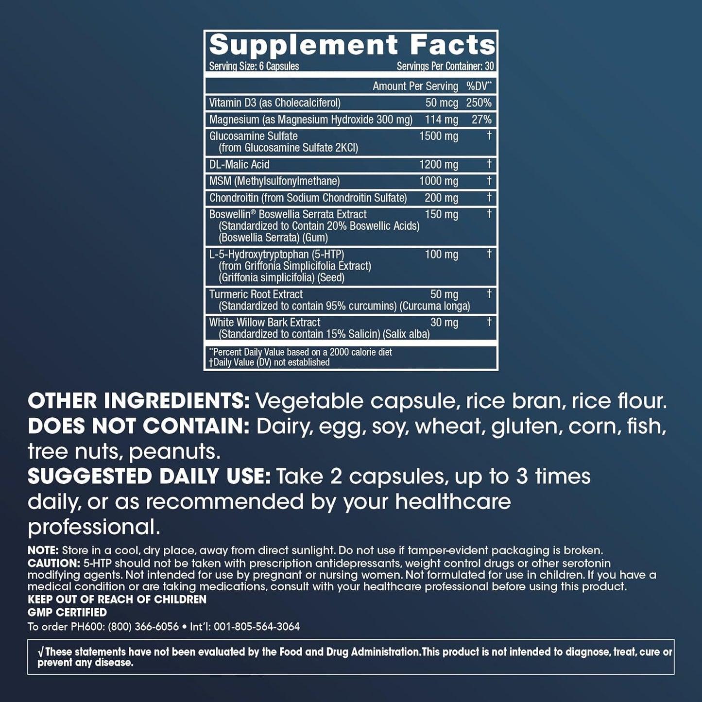 Joint & Muscle Relief Supplement with Glucosamine, Chondroitin, Turmeric, Magnesium, MSM, Malic Acid, Boswellia - Promotes Decreased Discomfort & Better Sleep - 30 Servings