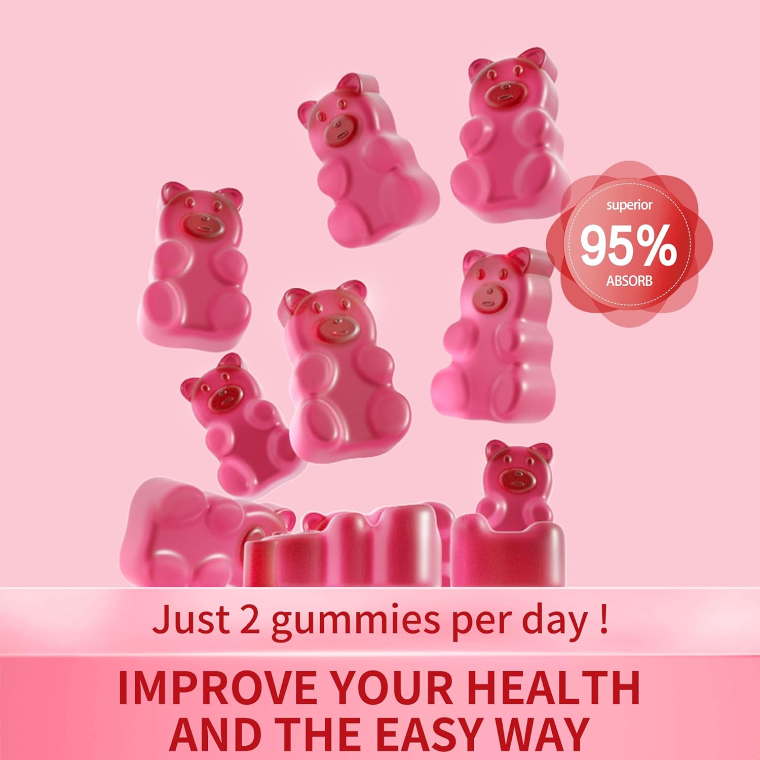Joint Support Gummies with Glucosamine, Chondroitin, MSM, and Elderberry - Antioxidant Immune Supplement for Adults - Raspberry Flavor - 180 Count