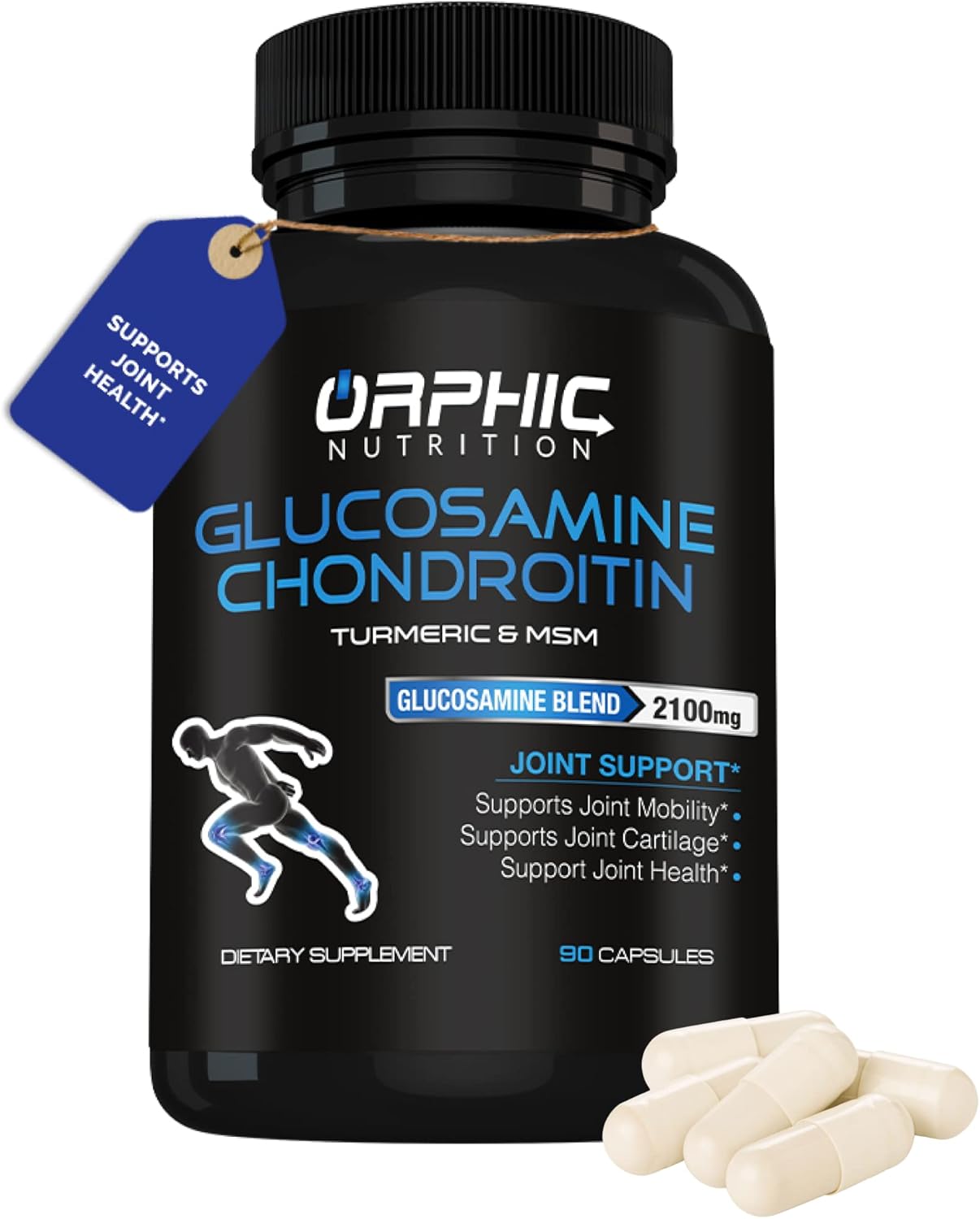 Joint Support Supplement with Glucosamine, Chondroitin, and MSM - 90 Capsules for Men & Women - Supports Joint Cartilage and Mobility by ORPHIC NUTRITION