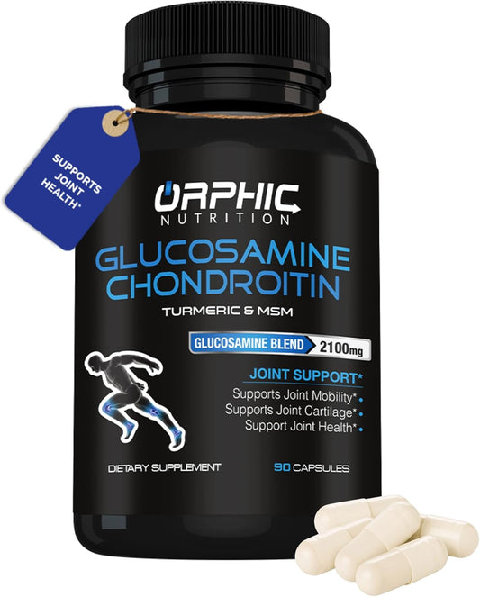 Joint Support Supplement with Glucosamine, Chondroitin, and MSM - 90 Capsules for Men & Women - Supports Joint Cartilage and Mobility by ORPHIC NUTRITION