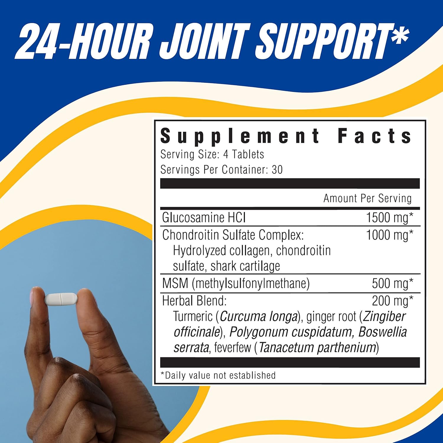 Joint Support Supplement with Glucosamine, Chondroitin Sulfate, and MSM for Healthy Bones and Mobility - 120 Count