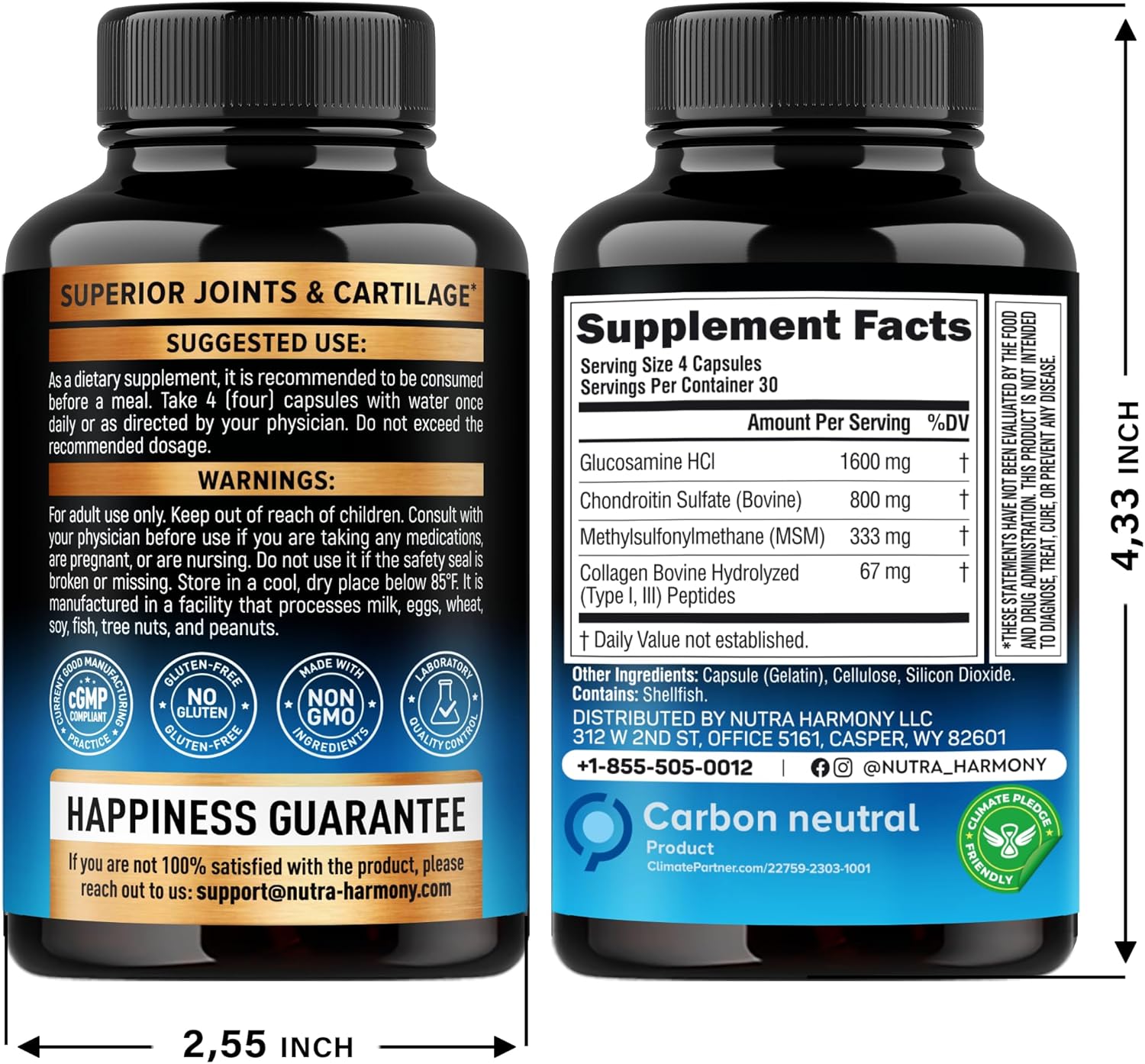 Joint Support Supplement with Glucosamine, Chondroitin, MSM, and Collagen | FSA HSA Eligible | Made in USA | Pack of 2 | Flexibility Vitamins for Men & Women