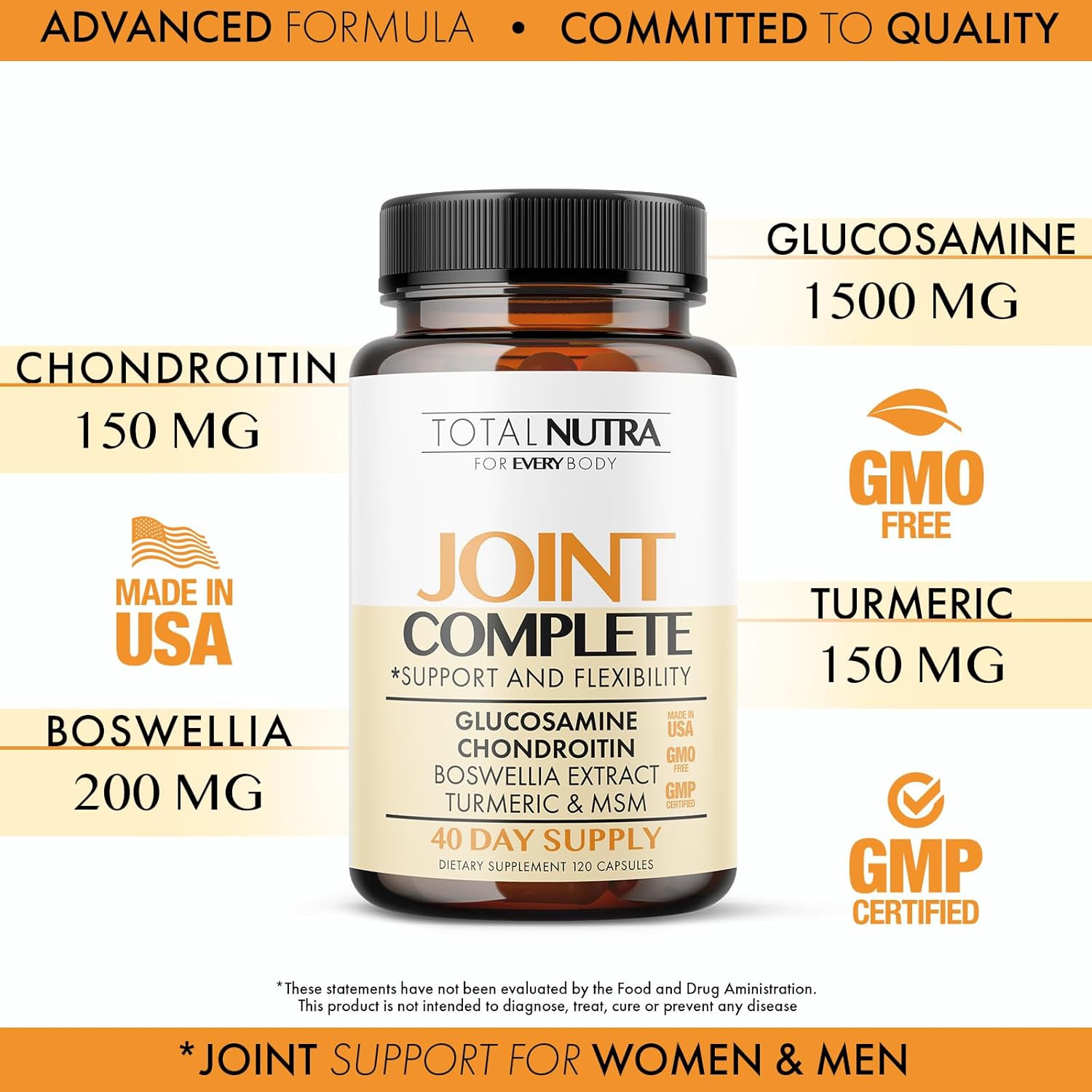 Joint Support Supplement with Glucosamine, Chondroitin, MSM, Turmeric - 2100mg Capsules for Bone & Joint Health - Mobility for Hands, Back, Knees - Men & Women - 4 Pack - BoostGo Australia