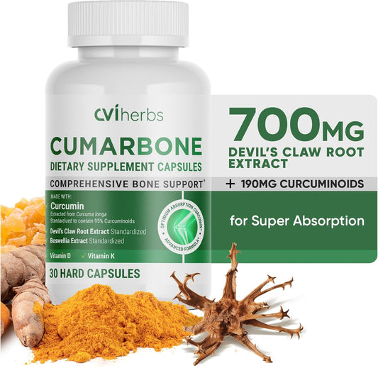 Joint Support Supplement with Turmeric, Devil's Claw, Boswellia, Vitamin D & K - Advanced Formula for Joint Health & Mobility - Extra Strength Bone Support - 30 Capsules