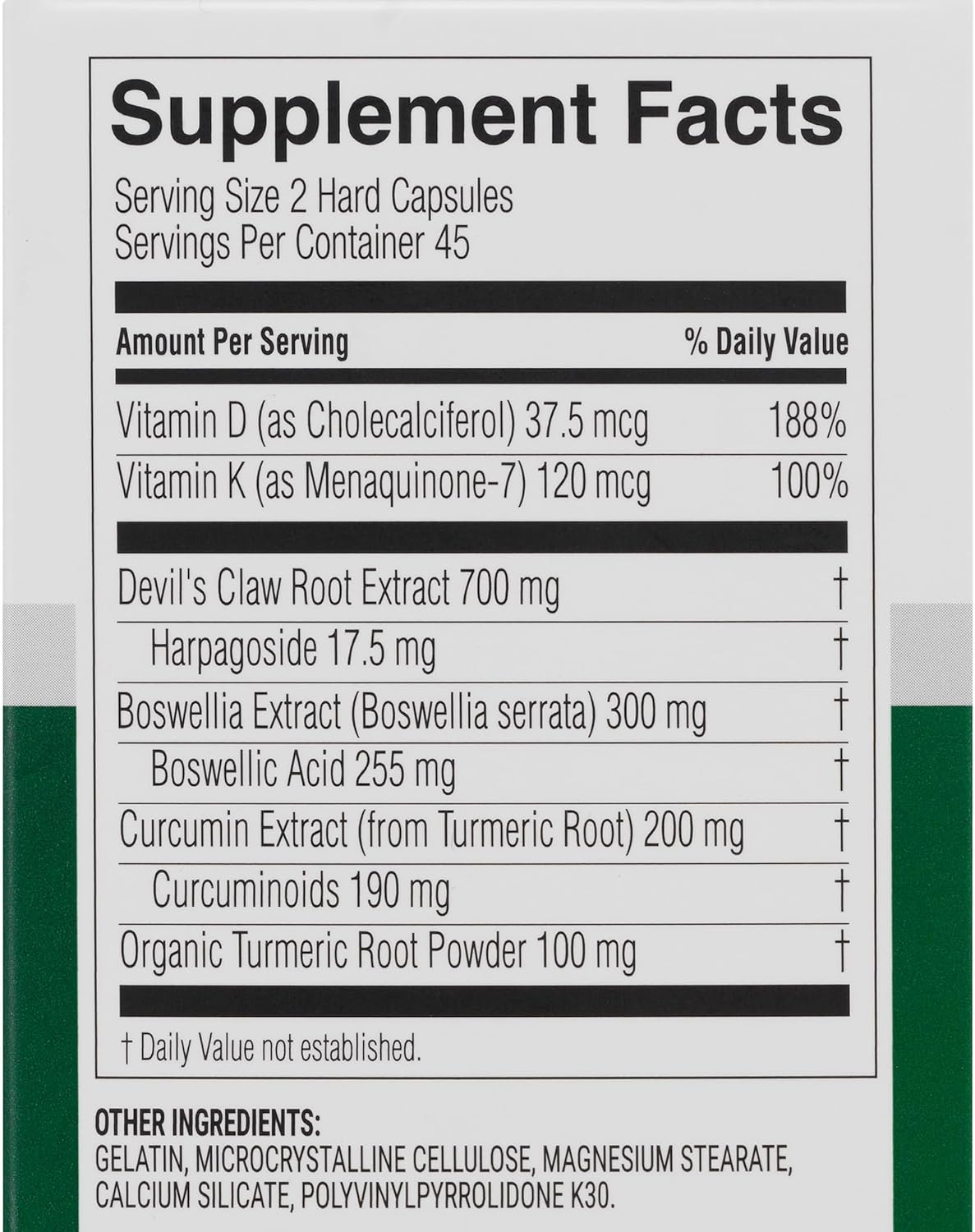 Joint Support Supplement with Turmeric, Devil's Claw, Boswellia, Vitamin D & K - Advanced Formula for Joint Health & Mobility - Extra Strength Bone Support - 30 Capsules