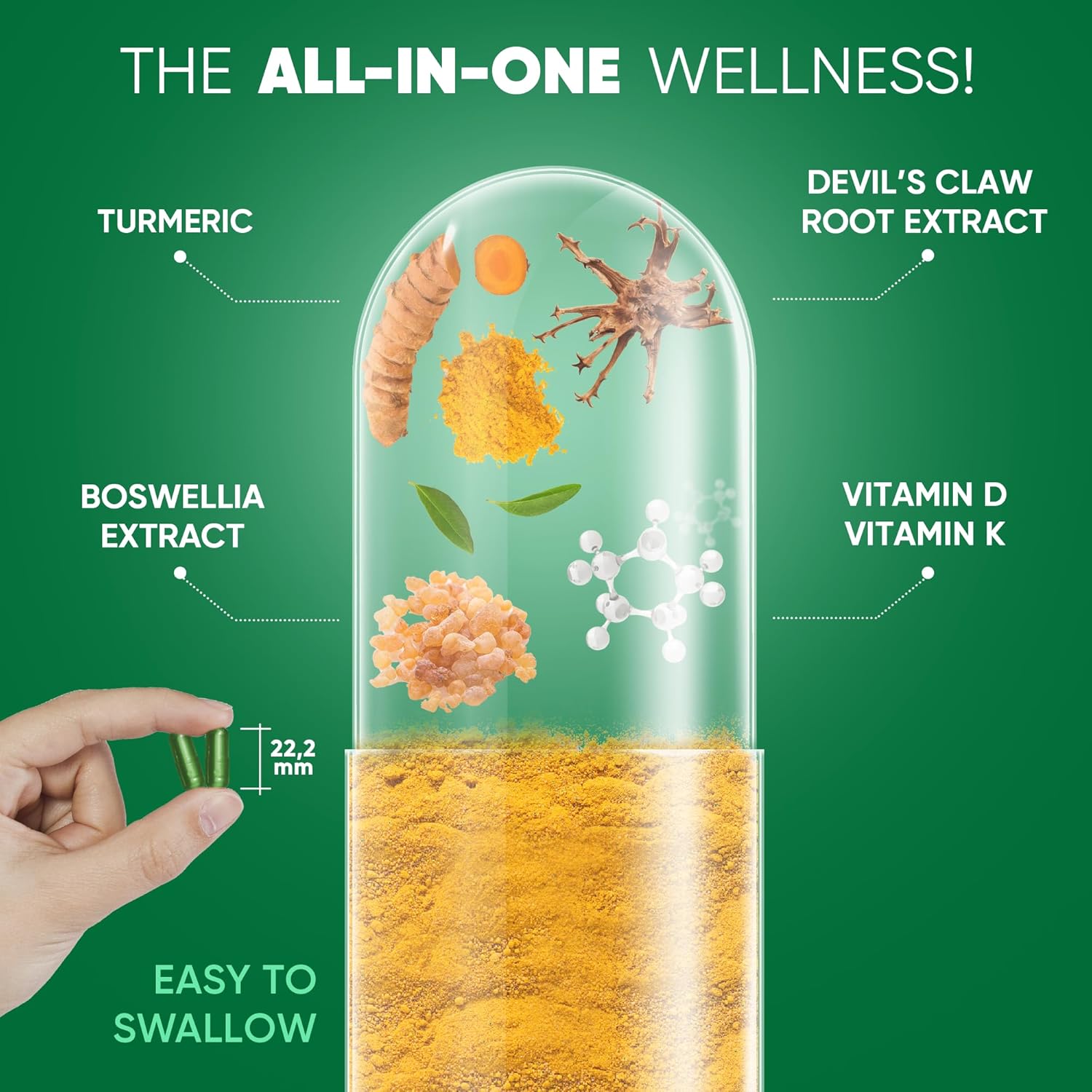 Joint Support Supplement with Turmeric, Devil's Claw, Boswellia, Vitamin D & K - Advanced Formula for Joint Health & Mobility - Extra Strength Bone Support - 30 Capsules
