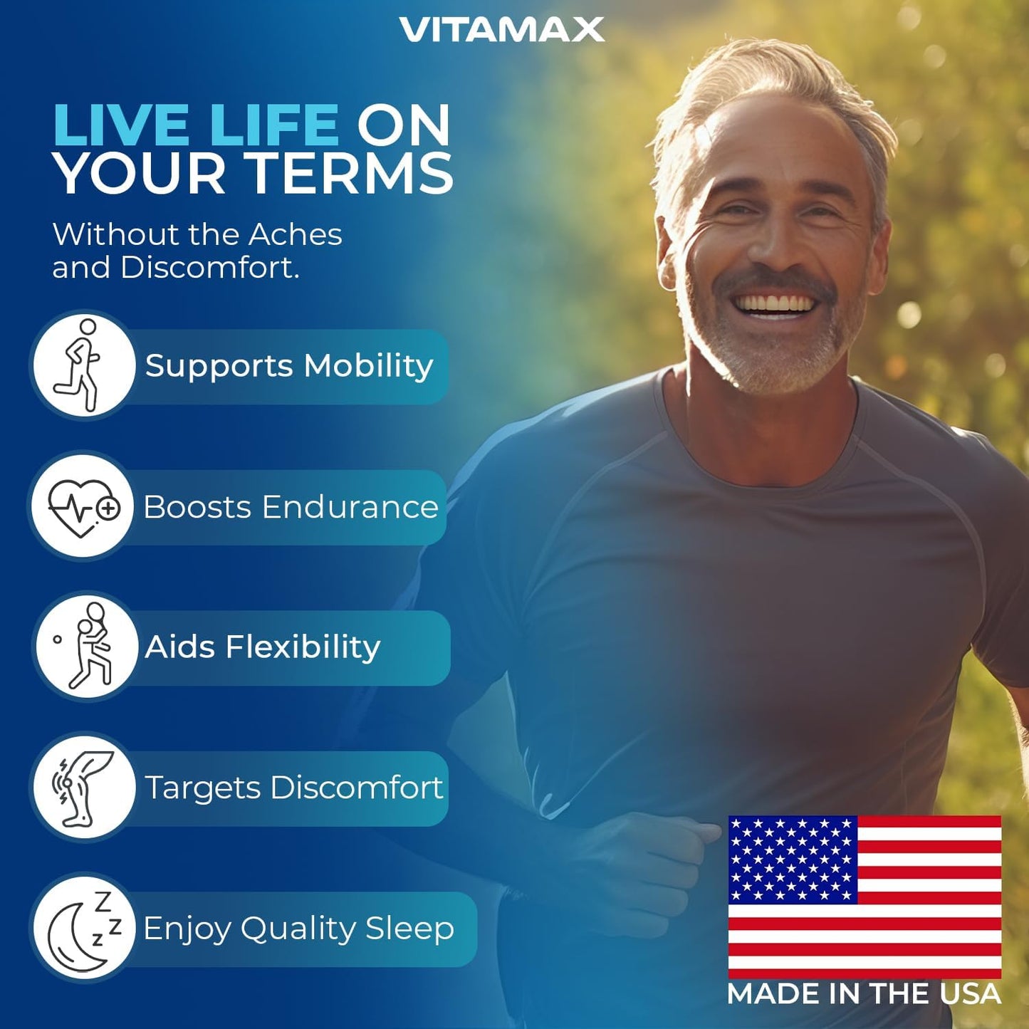 Joint Support Supplement with Vitamax, Glucosamine, MSM, Turmeric, ALCAR, Boswellia, ALA, Collagen, and BioPerine - Enhances Mobility, Flexibility, and Comfort - Made in USA - 120ct