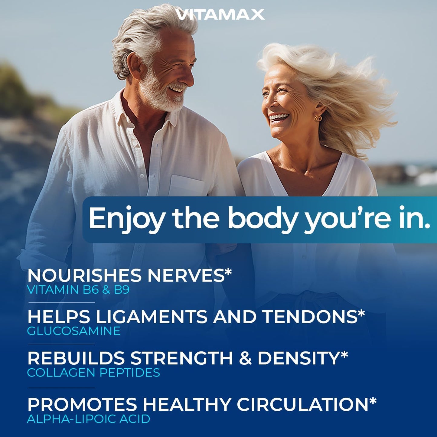 Joint Support Supplement with Vitamax, Glucosamine, MSM, Turmeric, ALCAR, Boswellia, ALA, Collagen, and BioPerine - Enhances Mobility, Flexibility, and Comfort - Made in USA - 120ct