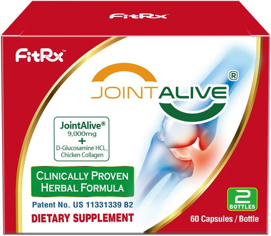 JointAlive Joint Support Supplements for Women & Men - Glucosamine Chondroitin, Relief Joints Discomfort, Cartilage Repair - Anti Inflammatory, Flexibility in 7 Days - 60 Servings
