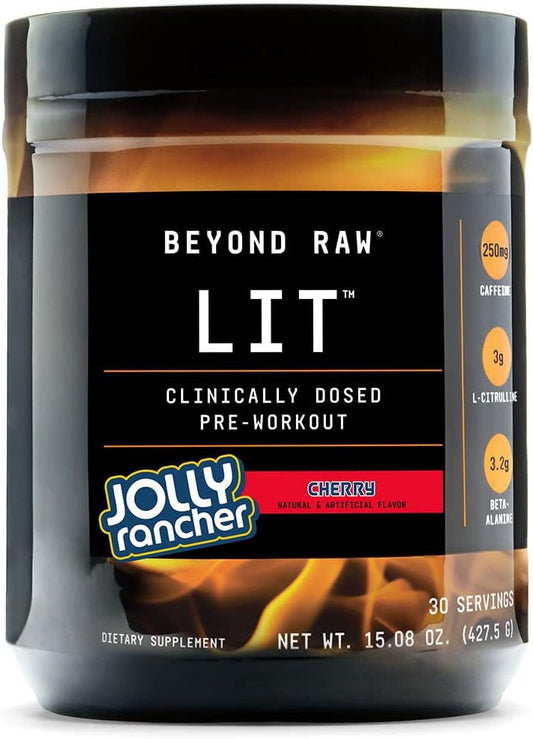 Jolly Rancher Cherry Pre-Workout Powder with Caffeine, L-Citrulline, Beta-Alanine, and Nitric Oxide - 30 Servings
