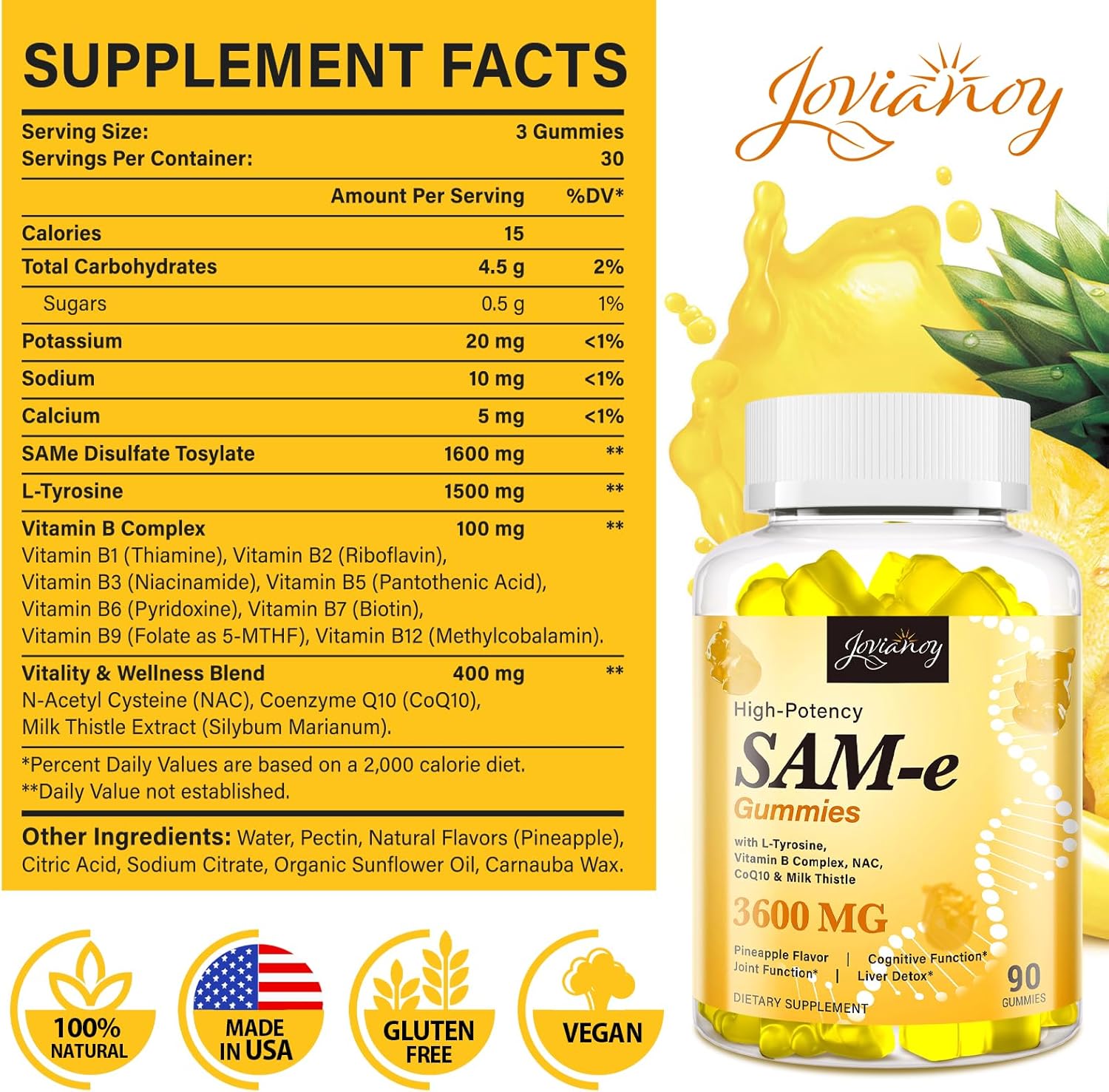 Jovianoy SAM-e Gummies with L-Tyrosine + Zeolite Detox Capsules - Powerful Combination for Wellness