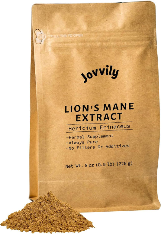 Jovvily Lion's Mane Extract 8 oz - Pure Hericium Erinaceus Herbal Supplement