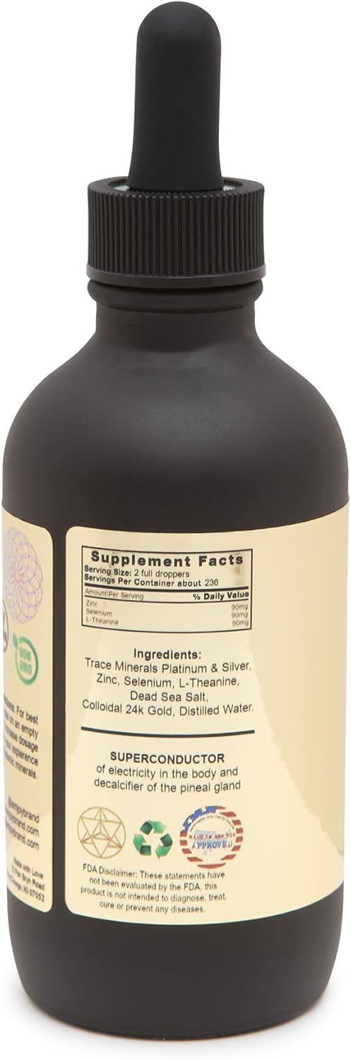 Joy Co. Ormus Monoatomic Gold with L-Theanine, Selenium, Zinc - Pineal Gland Detox, Lucid Dreaming, Kundalini Support - Neurological Strength Fusion - 4oz