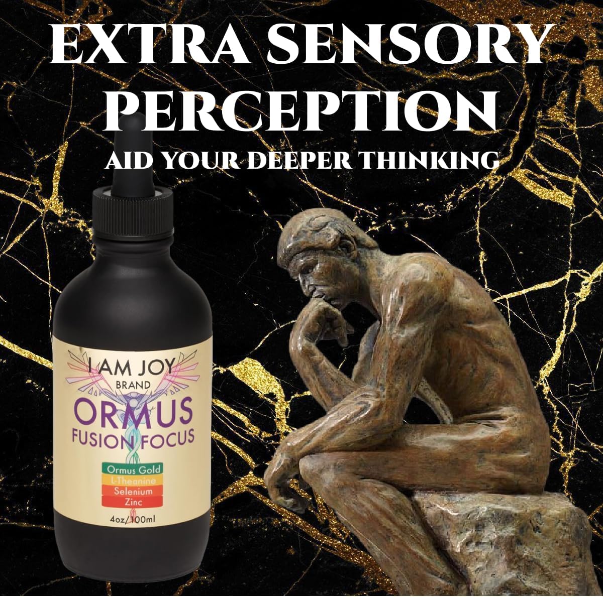 Joy Co. Ormus Monoatomic Gold with L-Theanine, Selenium, Zinc - Pineal Gland Detox, Lucid Dreaming, Kundalini Support - Neurological Strength Fusion - 4oz