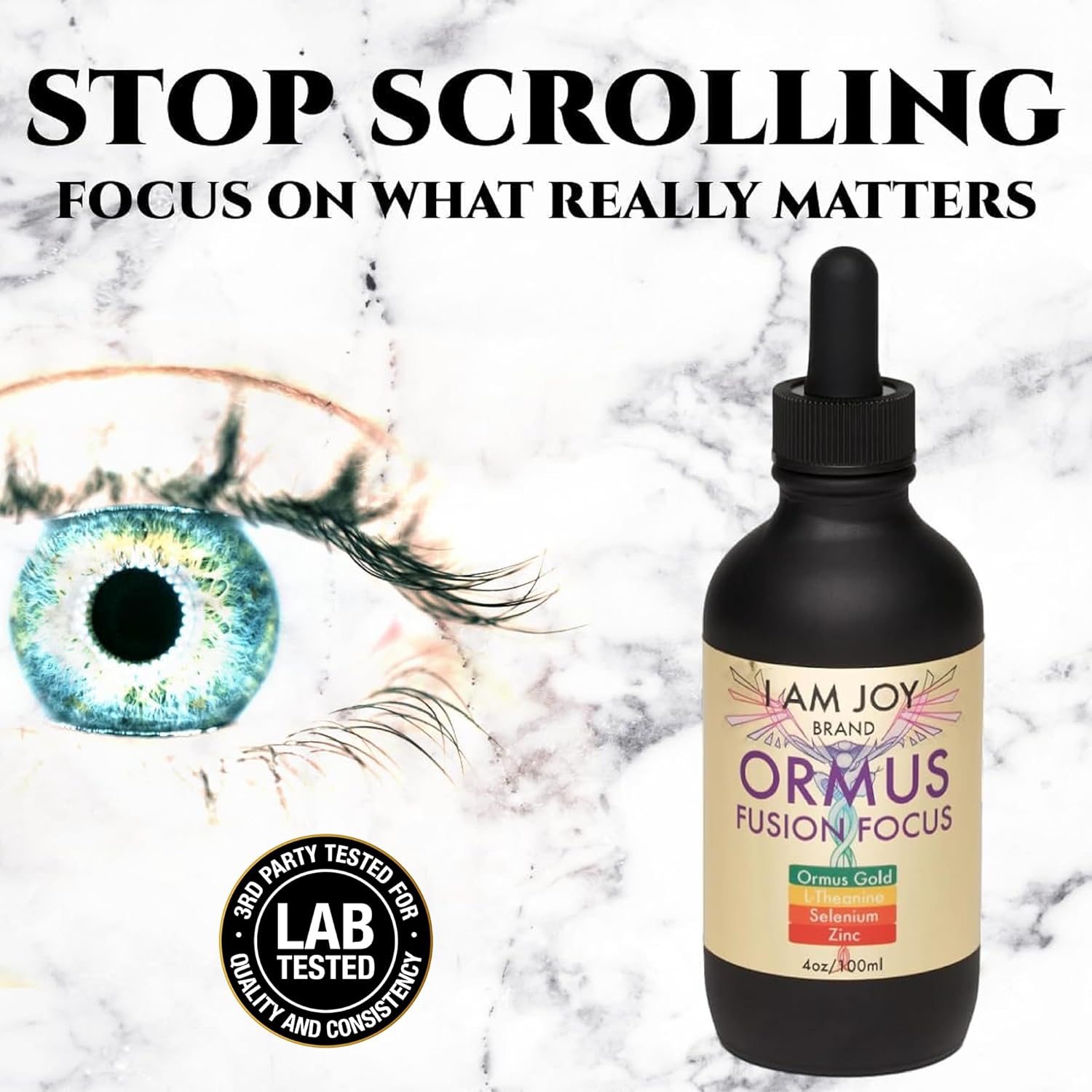 Joy Co. Ormus Monoatomic Gold with L-Theanine, Selenium, Zinc - Pineal Gland Detox, Lucid Dreaming, Kundalini Support - Neurological Strength Fusion - 4oz