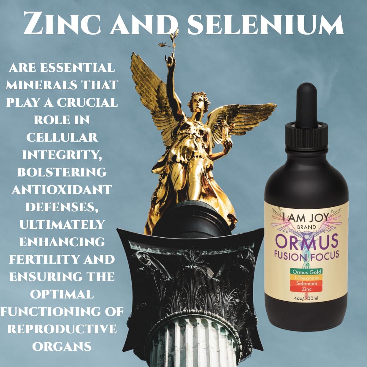 Joy Co. Ormus Monoatomic Gold with L-Theanine, Selenium, Zinc - Pineal Gland Detox, Lucid Dreaming, Kundalini Support - Neurological Strength Fusion - 4oz