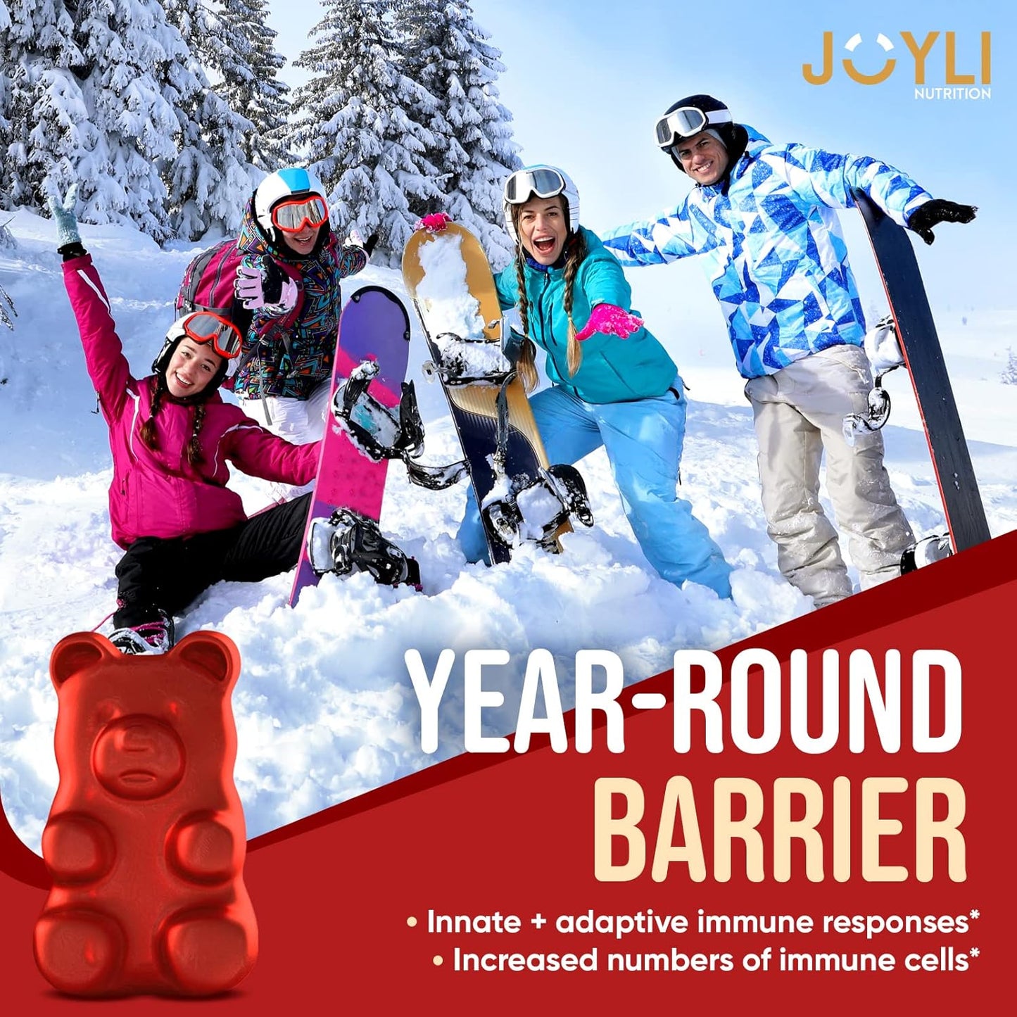 JOYLI Nutrition Quercetin Gummies with Bromelain Zinc - 500MG Immune & Allergy Support - 55 Chewables for Kids & Adults