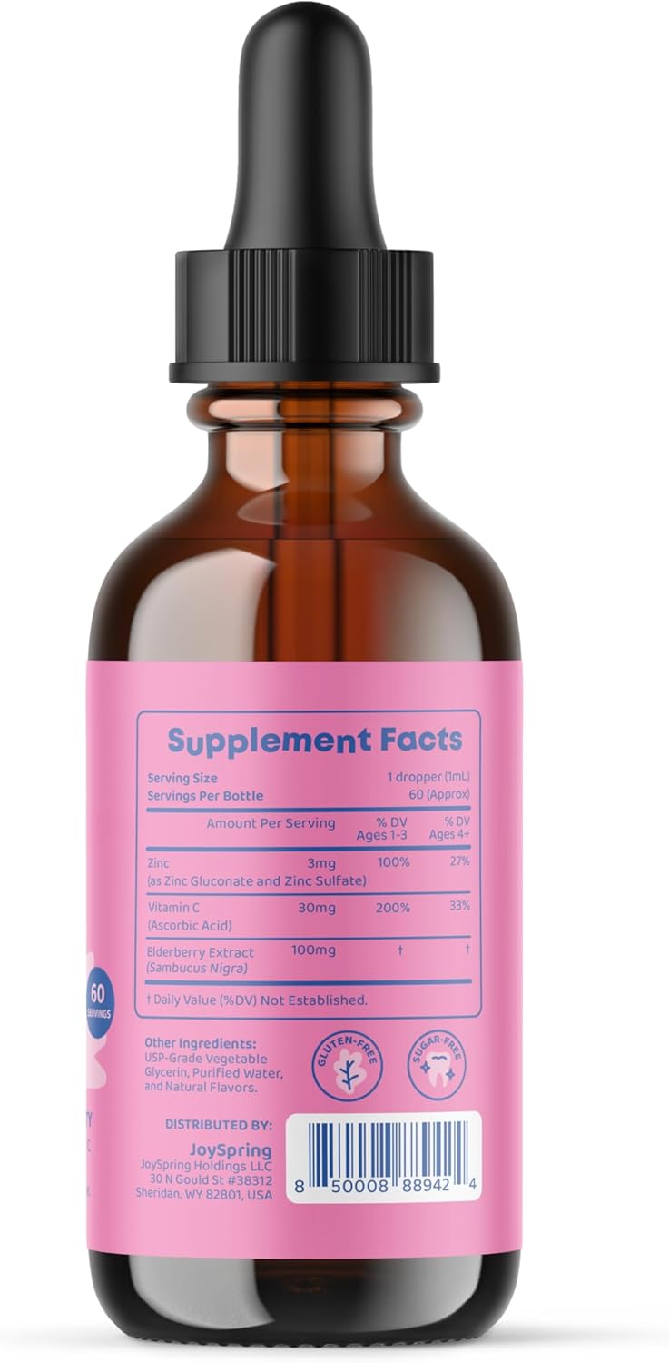 JoySpring Kids Immune Support Liquid Supplement with Zinc and Vitamin C - 1 fl oz