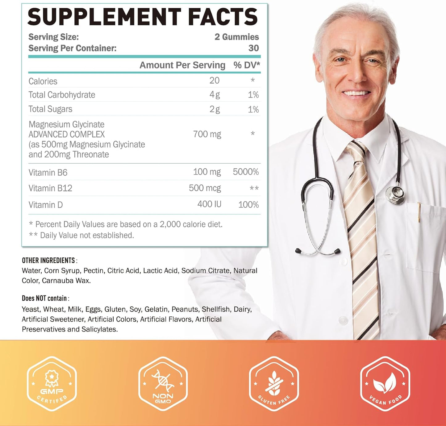 Joywiit Magnesium Glycinate Gummies 500mg with Threonate 200mg - Vitamin D, B6, B12 for Calm Mood, Muscle Relief, Nerve Health, and Bone Support - 60 Count