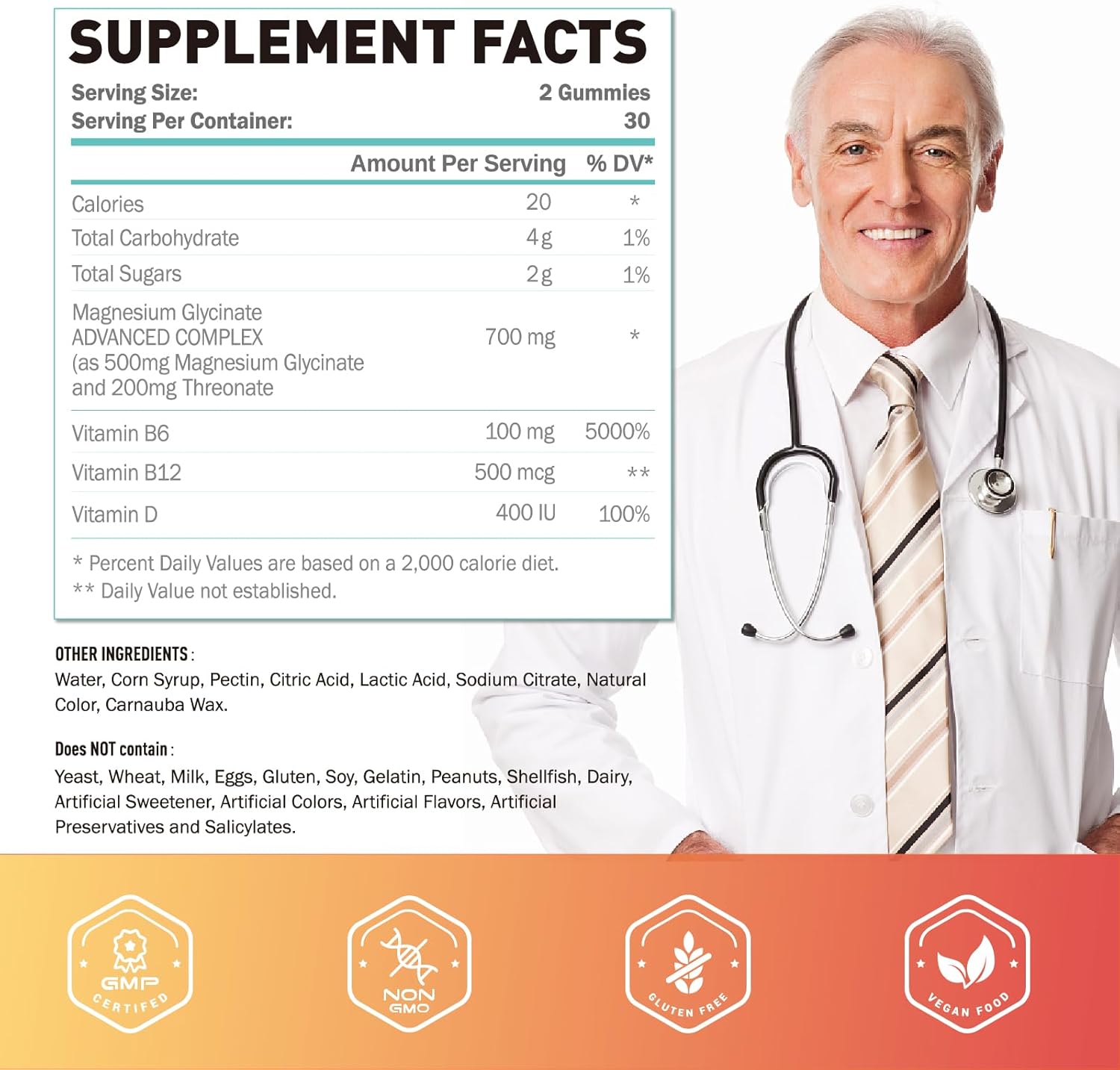 Joywiit Magnesium Glycinate Gummies 500mg with Threonate 200mg - Vitamin D, B6, B12 for Calm Mood, Muscle Relief, Nerve Health, and Bone Support - 60 Count