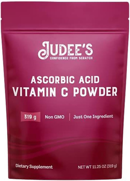 Judee's Pure Vitamin C Powder 11.25oz - Non-GMO, Gluten-Free, Nut-Free - Immune Support & Antioxidant - No Fillers - Cosmetics & Food Preservation