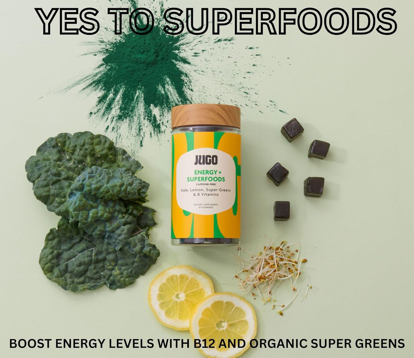 JUGO Beauty + Energy Gummy Bundle with Collagen, Biotin, Vitamin B12 for Radiant Hair, Skin, and Nails - Natural Energy Boost