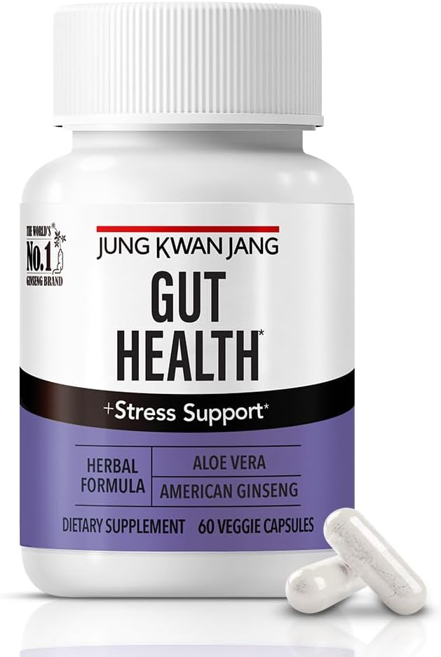 JungKwanJang Gut Health Support Capsules with Aloe Vera and American Ginseng - 833mg, 60 Capsules for Men and Women - Digestion, Immunity Boost