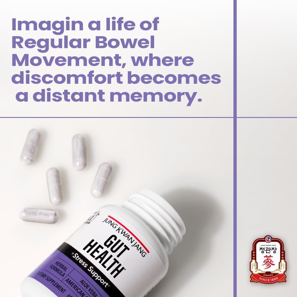 JungKwanJang Gut Health Support Capsules with Aloe Vera and American Ginseng - 833mg, 60 Capsules for Men and Women - Digestion, Immunity Boost