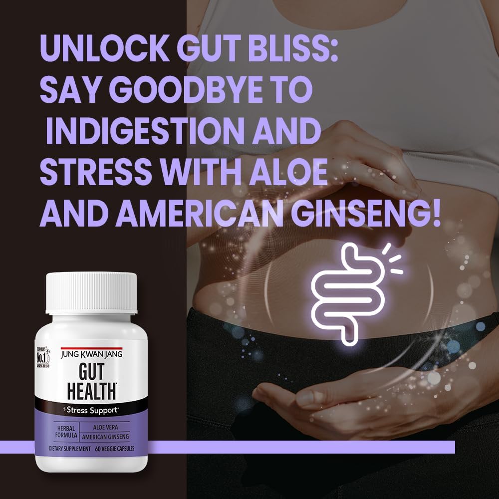 JungKwanJang Gut Health Support Capsules with Aloe Vera and American Ginseng - 833mg, 60 Capsules for Men and Women - Digestion, Immunity Boost